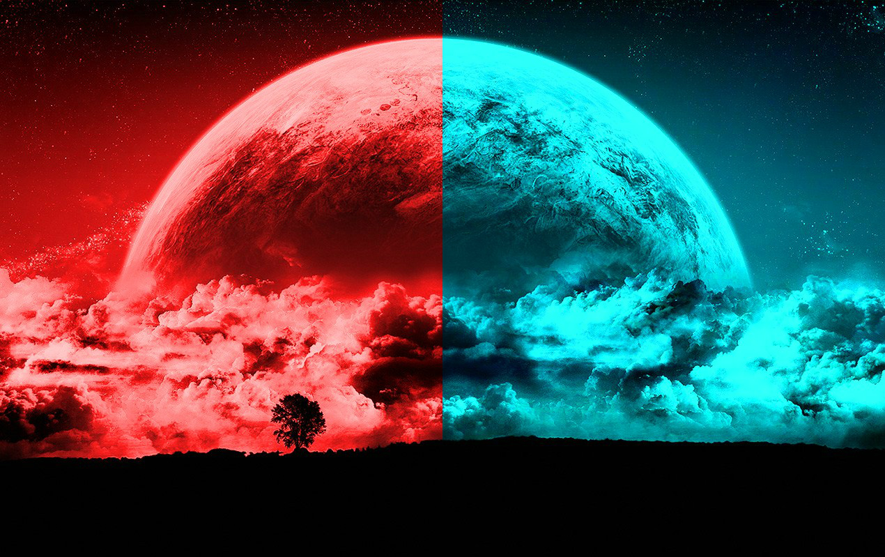 Half Red Blue Moon Wallpaper by weissdrum on DeviantArt Half Red Blue Moon Wallpaper by weissdrum on DeviantArt
