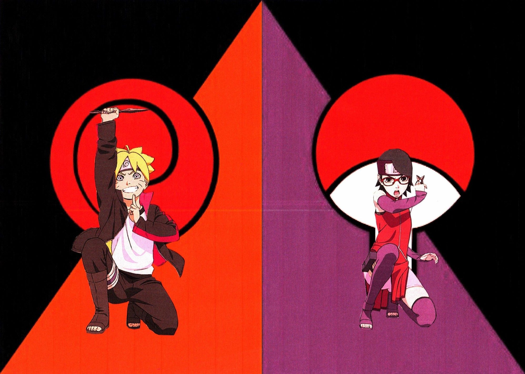 Boruto and Sarada Crest Symbols Wallpaper