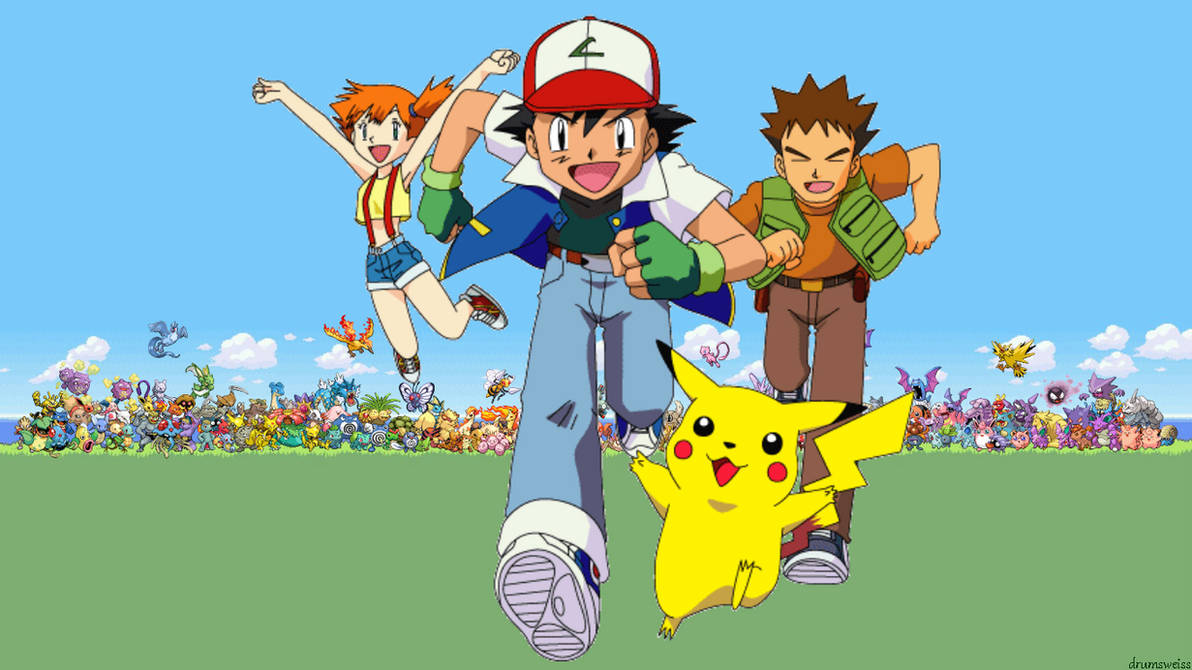 Download Ash Brock And Dawn Pokemon Background