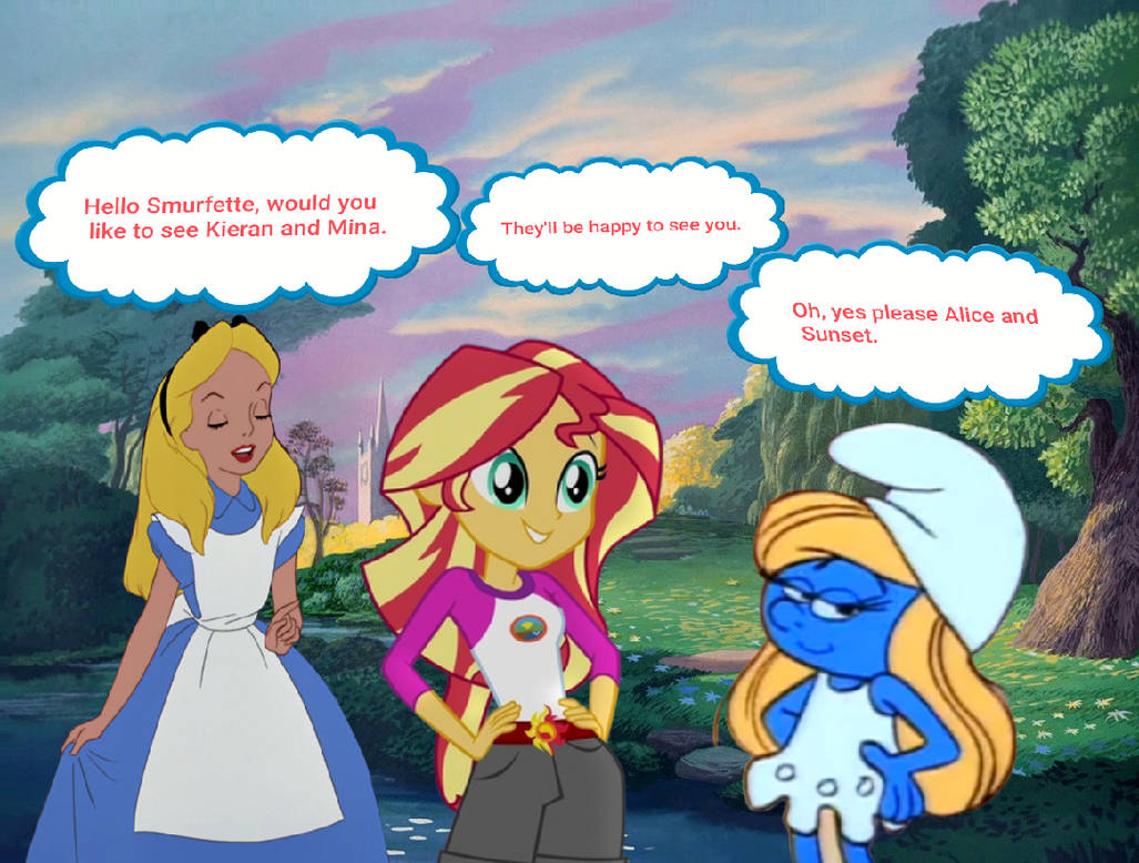 Alice and Sunset asking Smurfette by StoneKieran07 on DeviantArt
