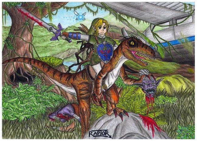 Link and Velociraptor