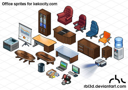 Office isometric objetcs for Kekocity.com