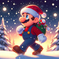 Mario Walking through the snow 2D