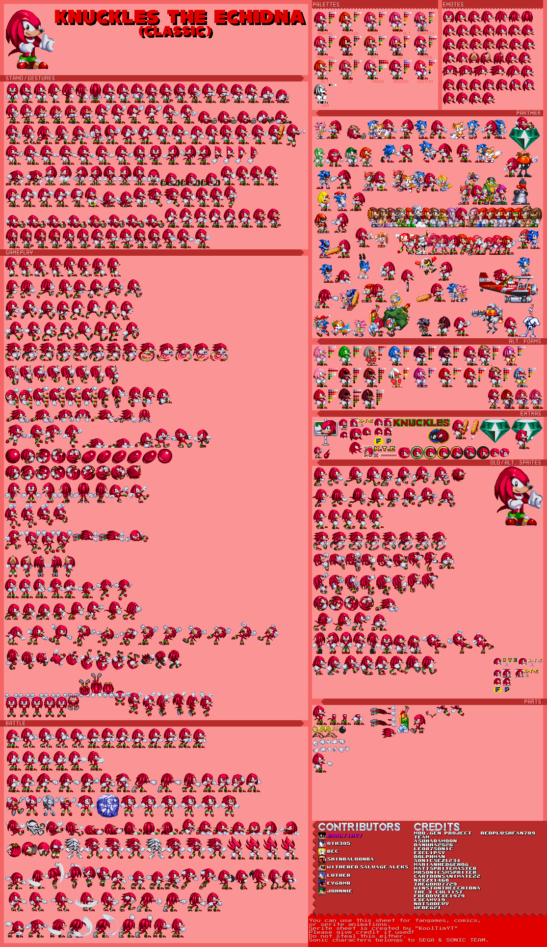 Mod Gen Classic Knuckles Sprite Sheet by KoolTimYT on DeviantArt