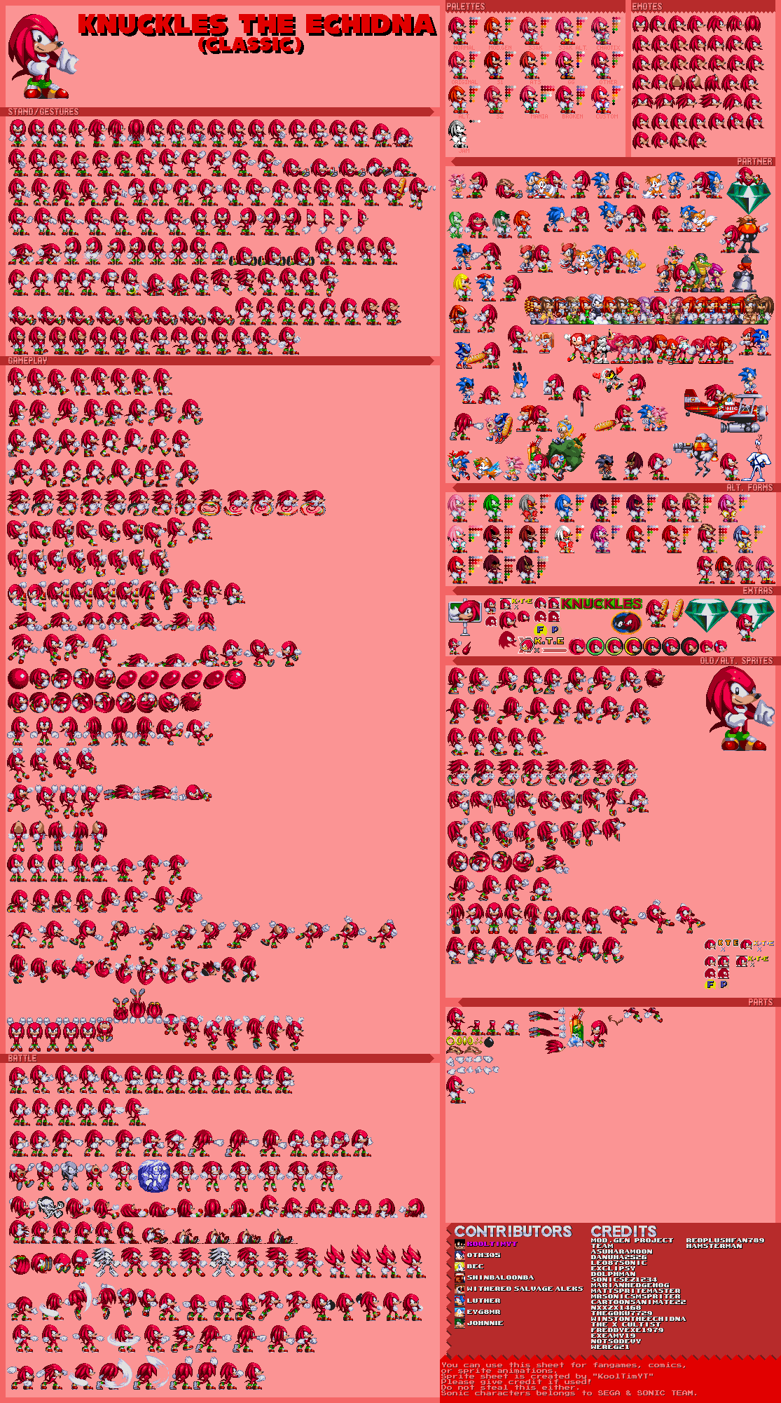 Mod Gen Classic Knuckles Sprite Sheet by KoolTimYT on DeviantArt