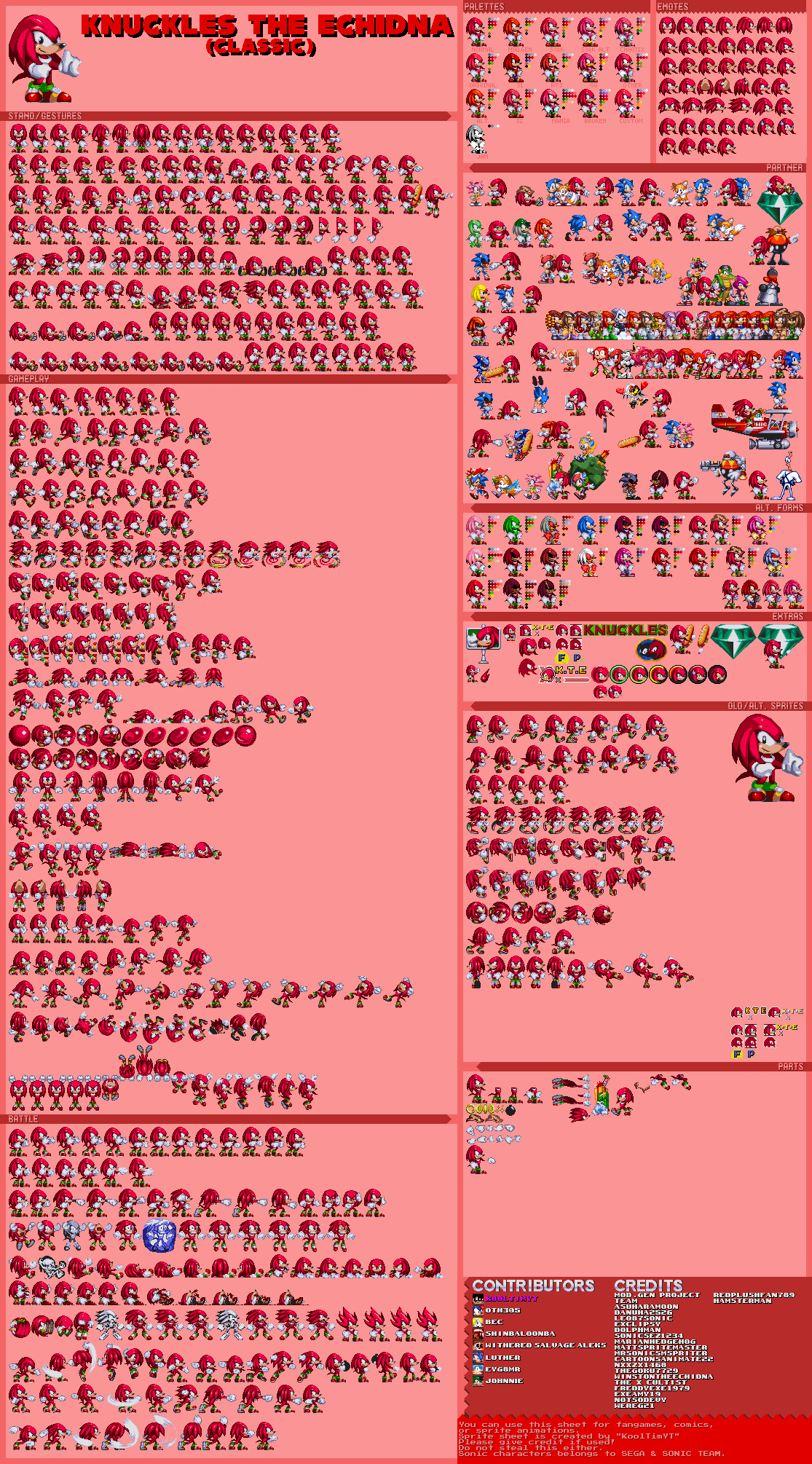 Mod Gen Classic Knuckles Sprite Sheet by KoolTimYT on DeviantArt