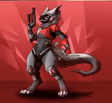 Protogen with a pistol by ChibiProtogen on DeviantArt