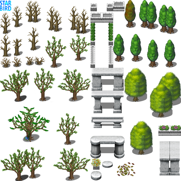 Tree and Monument Tiles - RMMV RTP Edits by StarbirdResources on DeviantArt