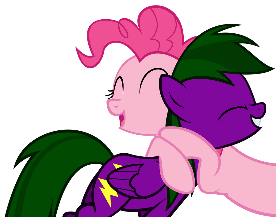 Pinkie Pie hugging Lightning Rocker