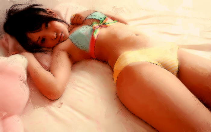 Sunlit asian girl