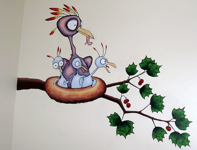 Nursery mural WIP Detail