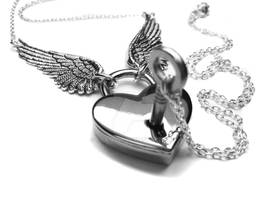 Engraved Heart Shaped Padlock Necklace