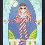 Arlequin anime girl retro clown