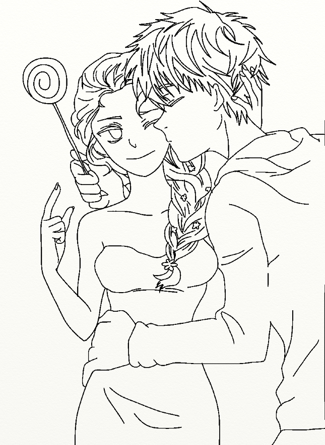 Elsa from Frozen and Jack Frost 2/3 (lineart x.x) by ...