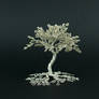 Silver bead and wire informal upright tree sculptu