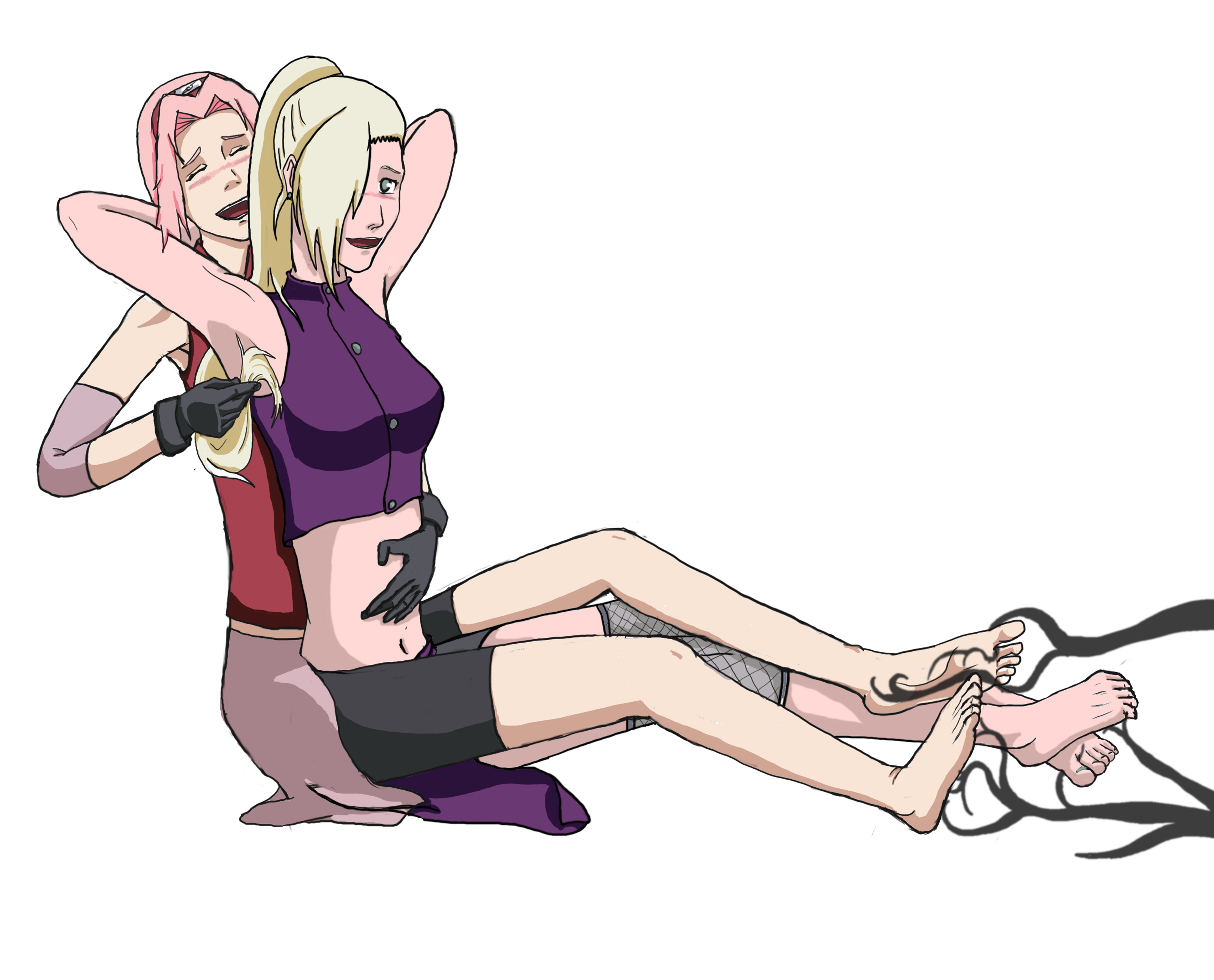 Naruto: Sakura and Ino tickle.