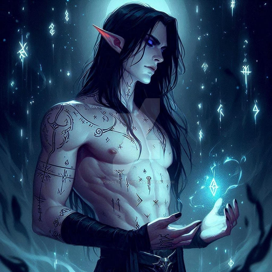 mm - dark elven mage https: creation Images High... Dark elven mage Ai art by PurpleTenebris on DeviantArt