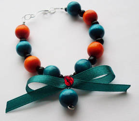 Sea blue + orange bracelet