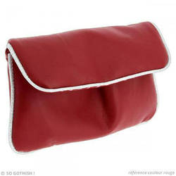 Fake leather red  silver pouch