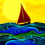 Sailboat on Vibrant Ocean Waves