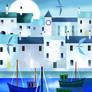 Harbour Scene Under a Blue Sky