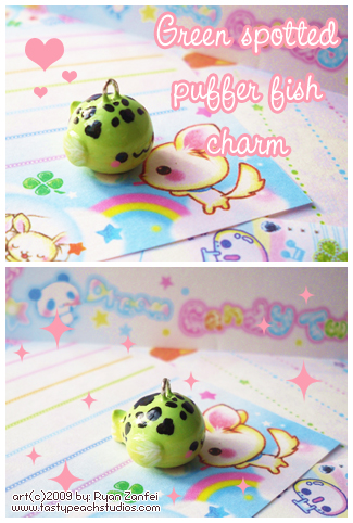 Green Spotted Puffer Charm