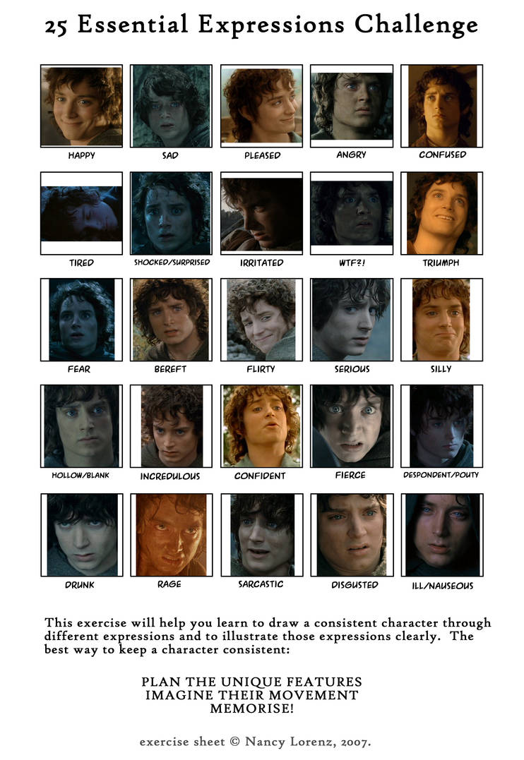 Frodo Expression Frodo's 25 Expressions by Flame22 on DeviantArt