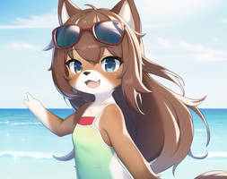 Furry Girl on the Beach