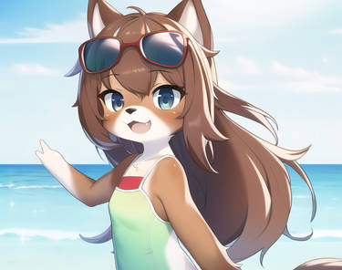 Furry Girl on the Beach