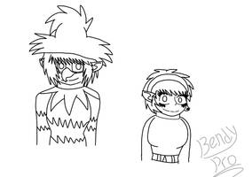 Skull kid and Saria (free coloring page)