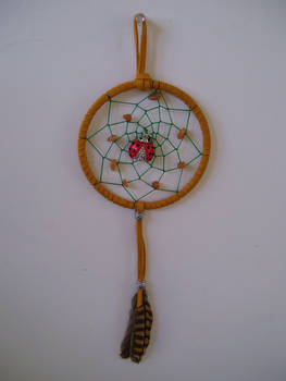 Lady bug inspired dream catcher