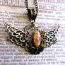 Steampunk Necklace wings glass opal