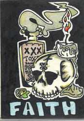 Faith Skull ACEO, (aka Artist trading card)