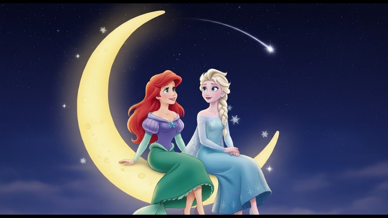 ariel and elsa in the moon by lisettetevy on DeviantArt
