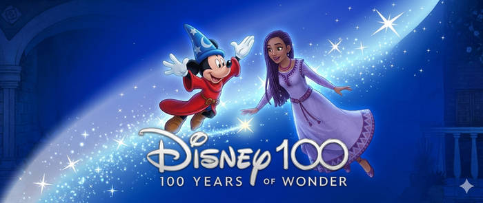 sorcerer mickey and asha in disney 100
