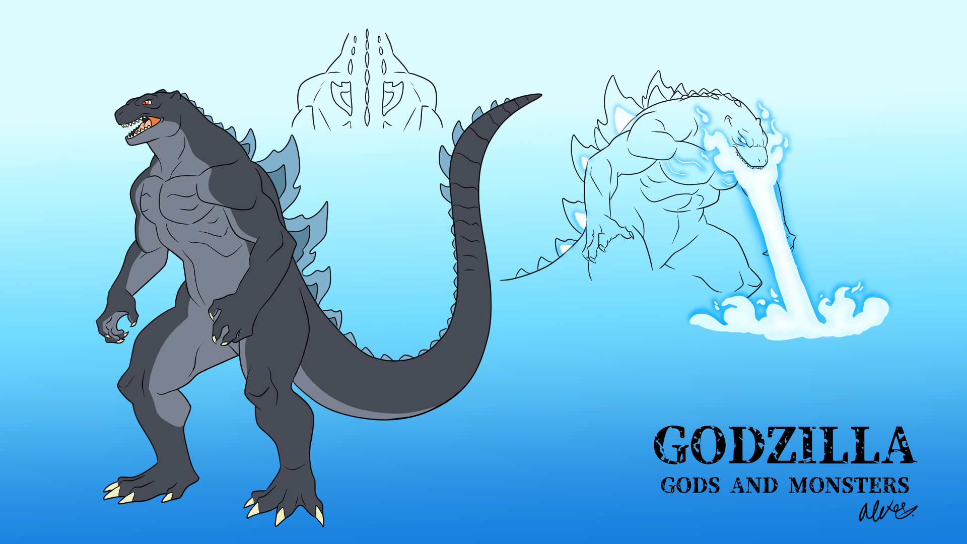 godzilla, godzilla earth, and ancalagon (godzilla and 3 more) drawn by  gabe_tkezilla