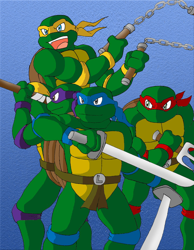 Old TMNT posing