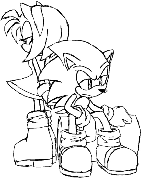 Sonic and Amy Uncolored by sonictopfan on DeviantArt