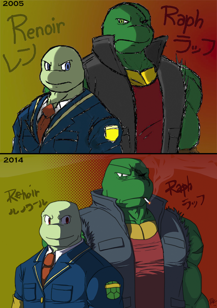 Ren and Raph in casual clothes (before-after)