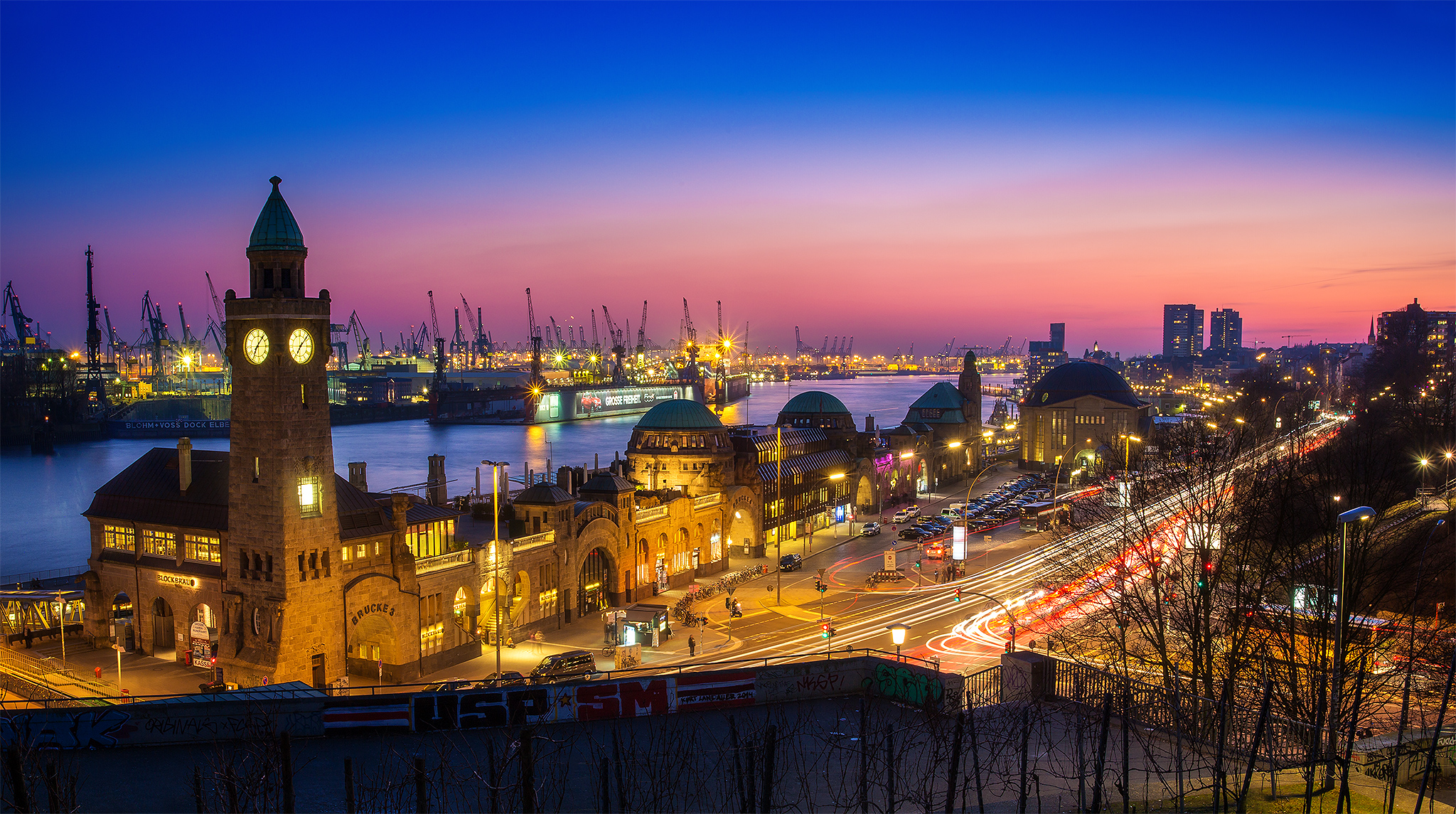 Sunset at Hamburg Landungsbruecken