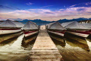 Boats near the alps