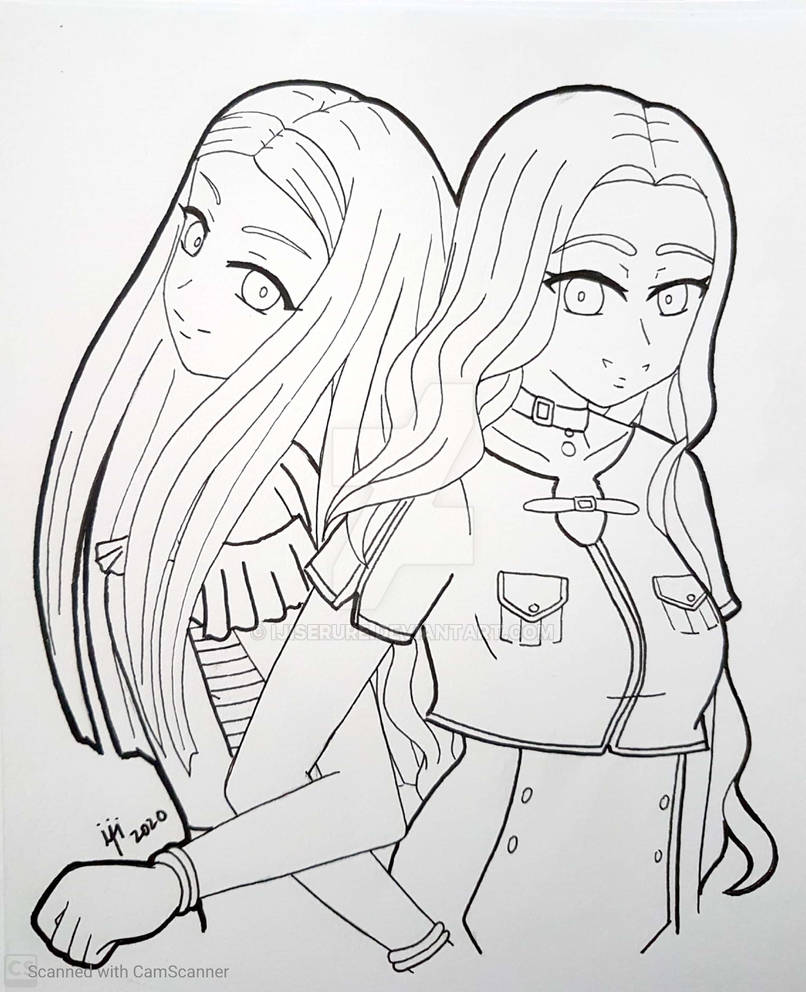 Two Friend Line-Art by Ijiserure on DeviantArt