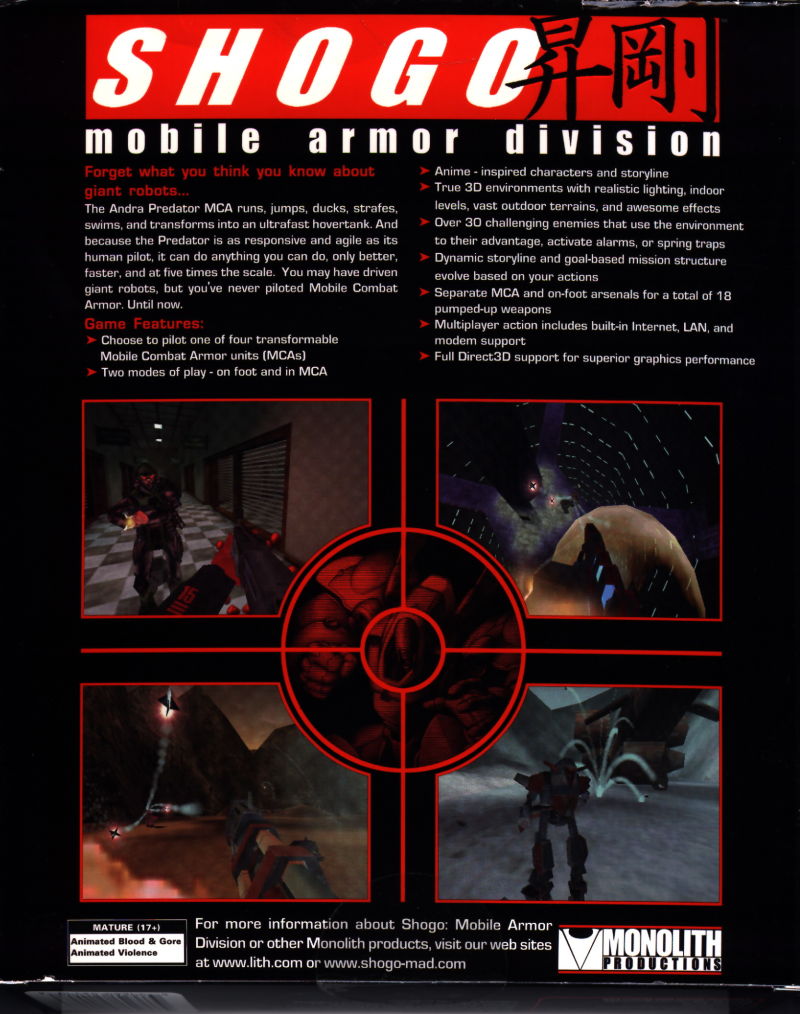 Shogo: Mobile Armor Division Back Cover