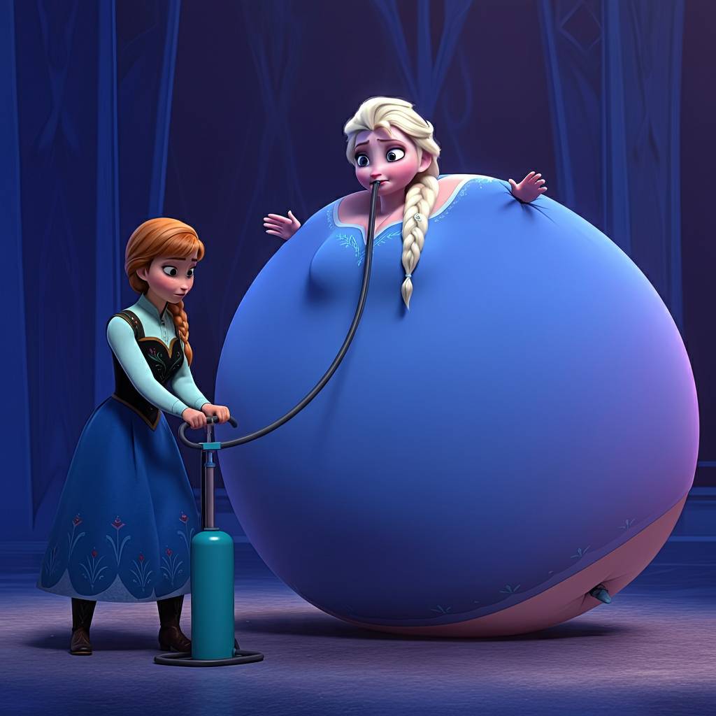 Anna Inflatable Anna inflates Elsa by mosasaur234 on DeviantArt