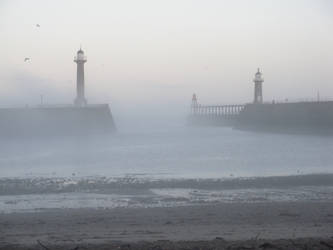 Whitby piers on Xmas morning