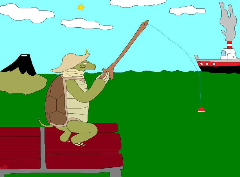 Turtle Fishing In The Green Sea 10 6 2022 by lizzyheadless on DeviantArt