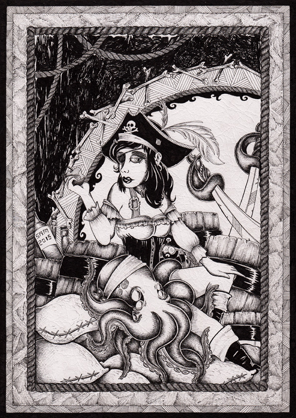 Pirate Woman with an apple by inkarts Pirate Woman with an apple by inkarts