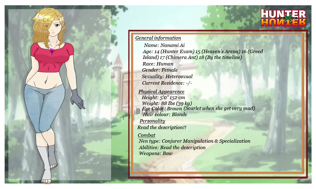 Nanami Ai Bio Hunter X Hunter Oc By Luchia13 On Deviantart Nanami Ai Bio Hunter X Hunter Oc By Luchia13 On Deviantart