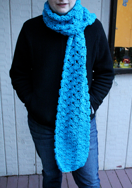 Blue  Shell Stitch Scarf