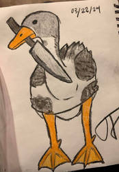 Goose with knife